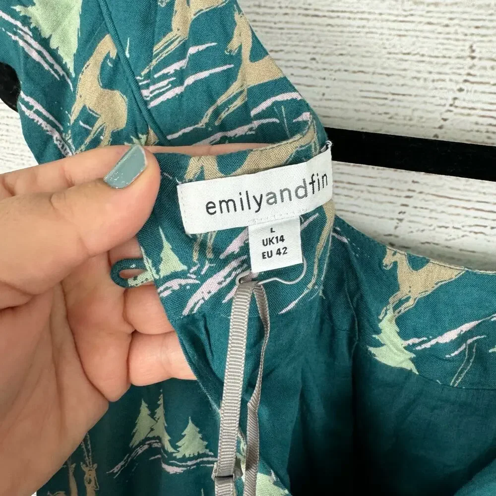 Teal Print Fit-and-Flare Dress - Brand Unknown - Picture 4 of 10